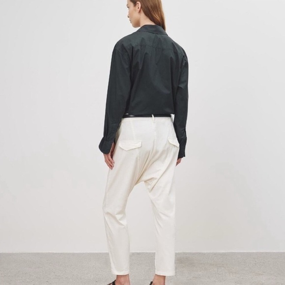 Nili Lotan Paris Pant in Eggshell Drop Crotch Cotton Twill Size 2 Edgy USA Work - Picture 2 of 13